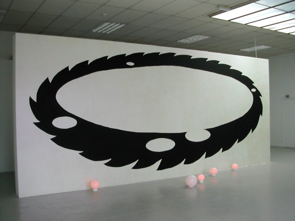 Cosmic Sawblade (2003) - Installation Painting with Domestic Light Fittings