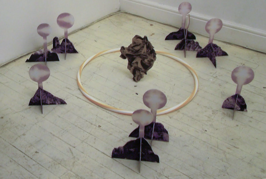 Where The Four Corners Meet (2006) - Installation: Ink Drawing, Giclée Print Construction, Hula Hoop.